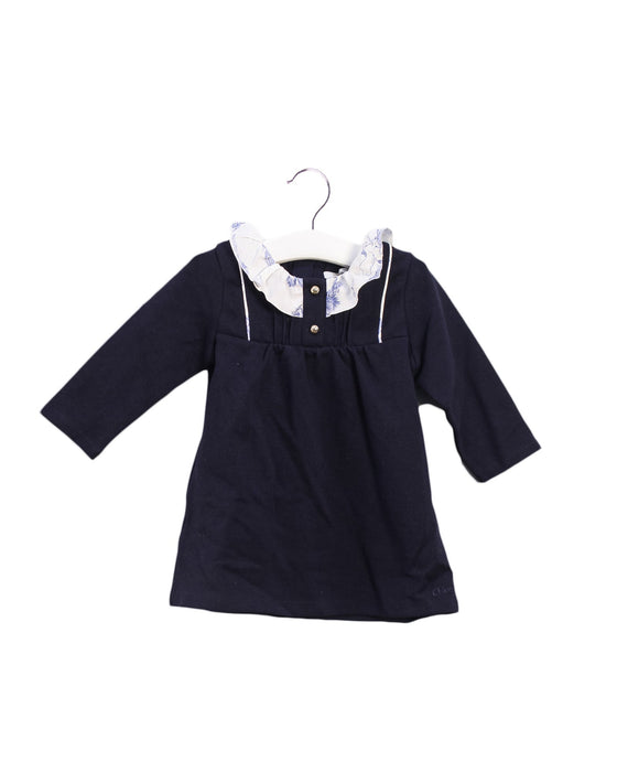 A Navy Long Sleeve Dresses from Chloe in size 6-12M for girl. (Front View)