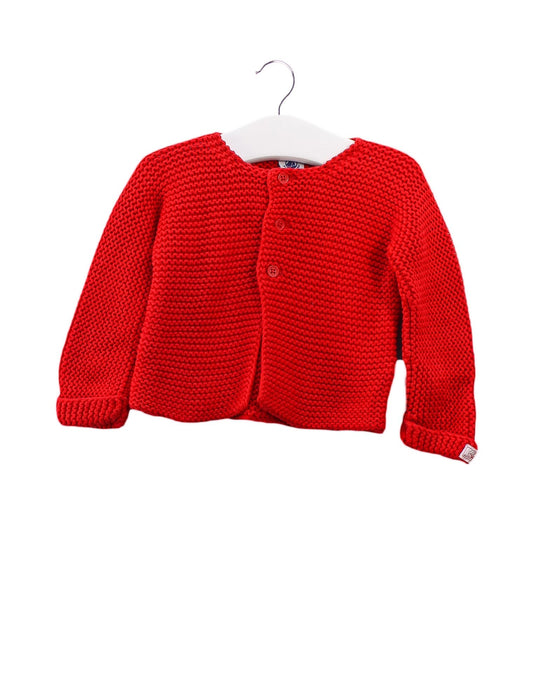 A Red Cardigans from Petit Bateau in size 6-12M for girl. (Front View)