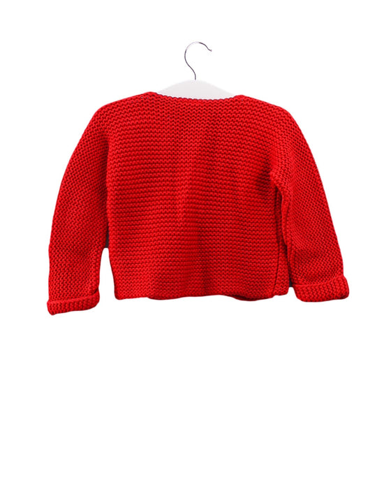 A Red Cardigans from Petit Bateau in size 6-12M for girl. (Back View)