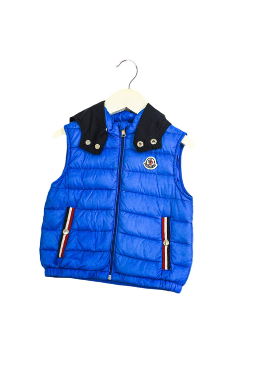 A Blue Vests from Moncler in size 2T for boy. (Front View)