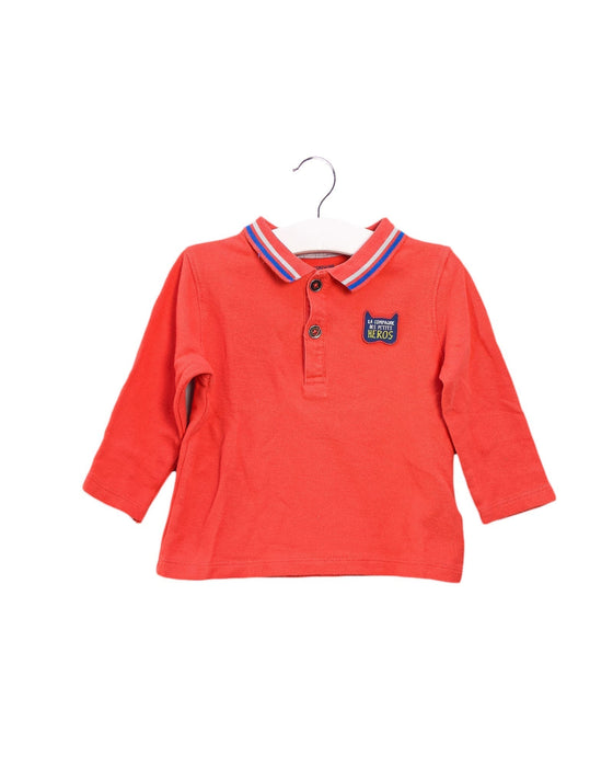 A Orange Long Sleeve Polos from La Compagnie des Petits in size 12-18M for boy. (Front View)