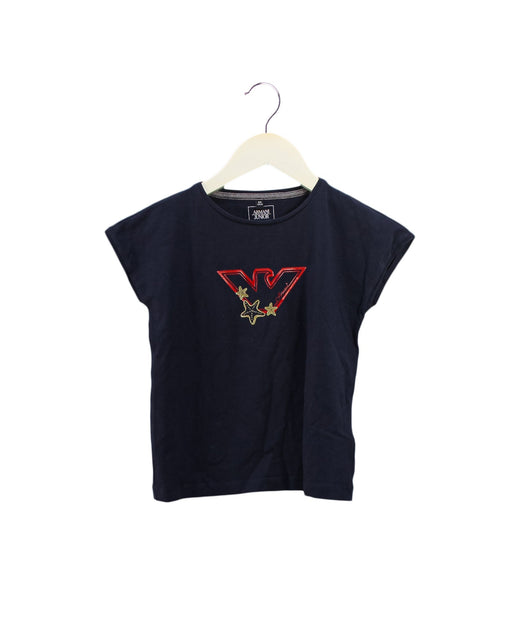 A Navy Short Sleeve T Shirts from Armani in size 8Y for girl. (Front View)