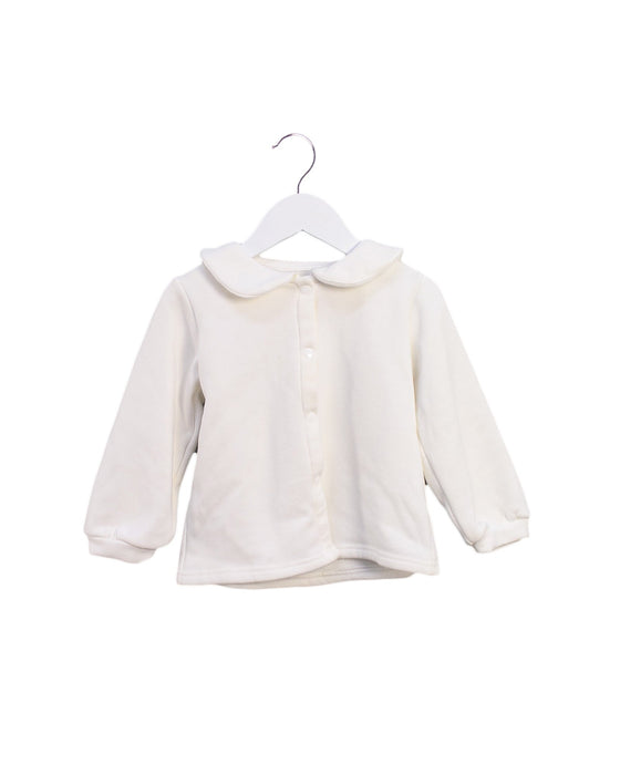 A Ivory Cardigans from Miki House in size 4T for girl. (Front View)