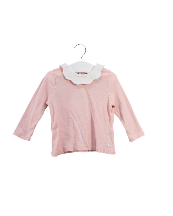 A Pink Long Sleeve Tops from Petit Bateau in size 6-12M for girl. (Front View)