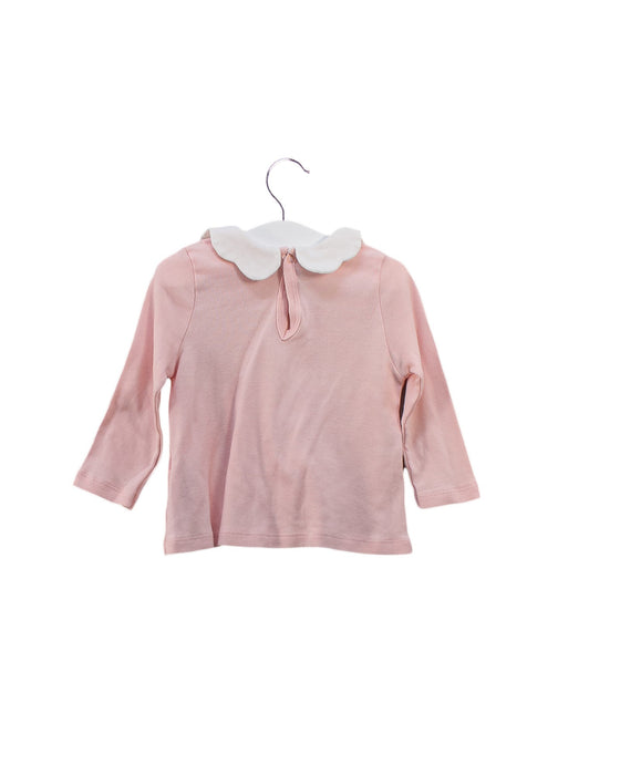 A Pink Long Sleeve Tops from Petit Bateau in size 6-12M for girl. (Back View)