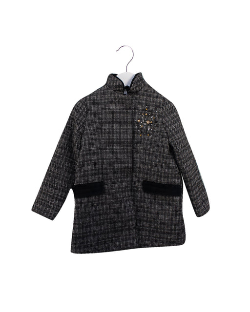 A Black Coats from Tartine et Chocolat in size 4T for girl. (Front View)