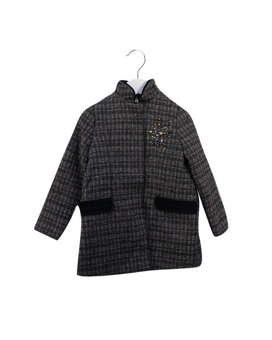 A Black Coats from Tartine et Chocolat in size 4T for girl. (Front View)
