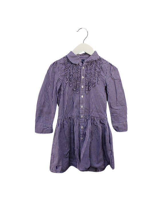 A Purple Long Sleeve Dresses from Ralph Lauren in size 4T for girl. (Front View)