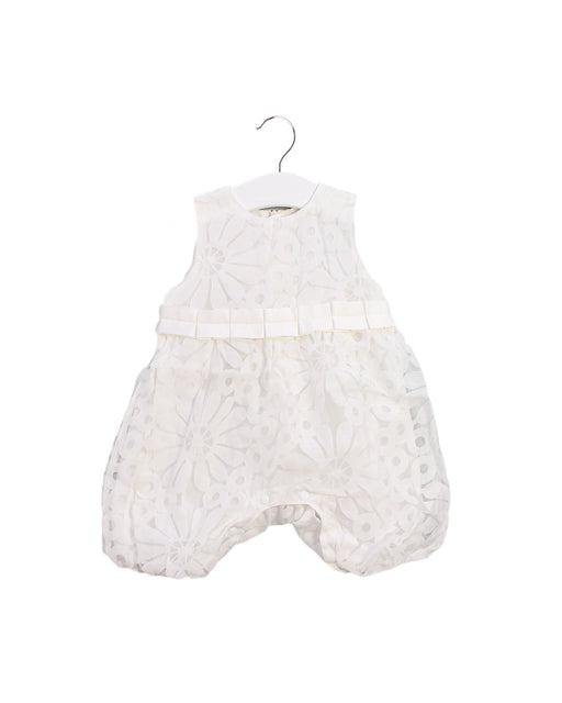 A White Rompers from Chickeeduck in size 6-12M for girl. (Front View)