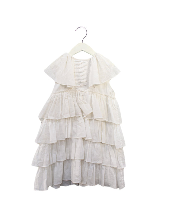 A Ivory Short Sleeve Dresses from Velveteen in size 4T for girl. (Front View)