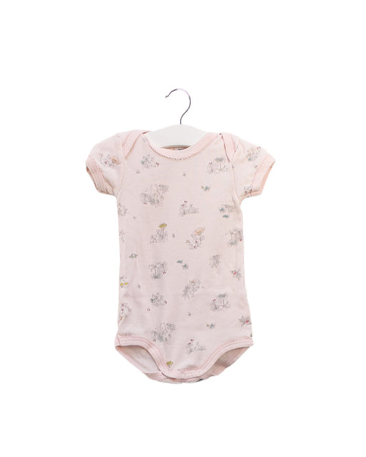 A Pink Short Sleeve Bodysuits from Petit Bateau in size 3-6M for girl. (Front View)