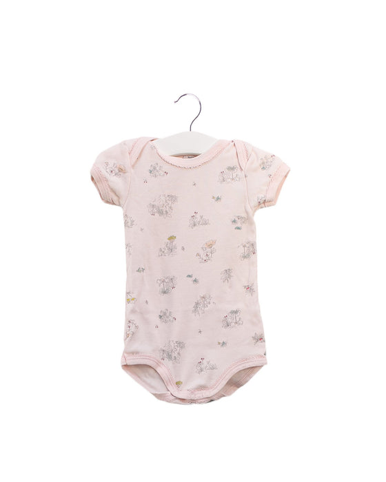 A Pink Short Sleeve Bodysuits from Petit Bateau in size 3-6M for girl. (Front View)