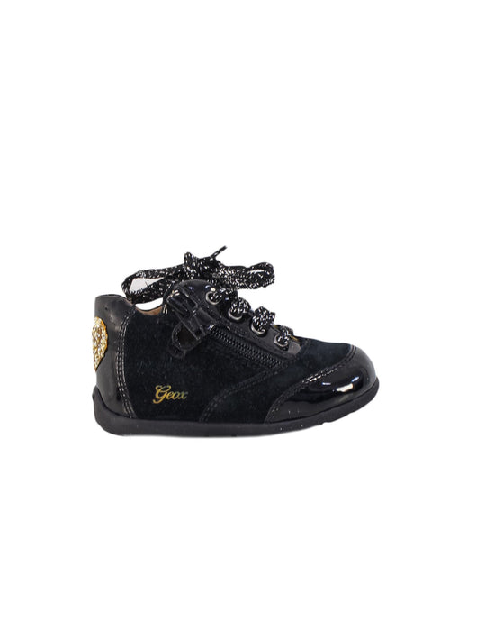 A Black Sneakers from Geox in size 12-18M for girl. (Back View)