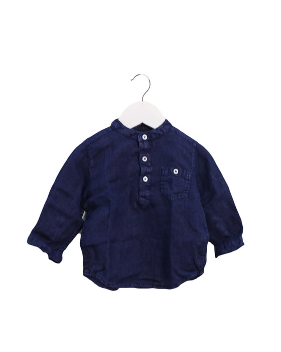 A Navy Long Sleeve Tops from Bout'Chou in size 6-12M for boy. (Front View)