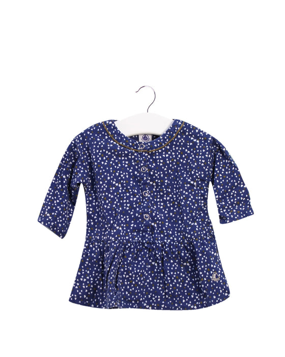 A Navy Long Sleeve Dresses from Petit Bateau in size 0-3M for girl. (Front View)