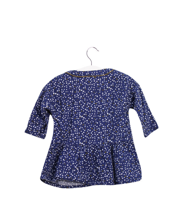 A Navy Long Sleeve Dresses from Petit Bateau in size 0-3M for girl. (Back View)