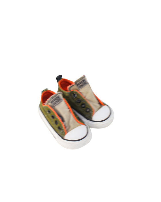 A Green Slip Ons from Converse in size 12-18M for boy. (Front View)