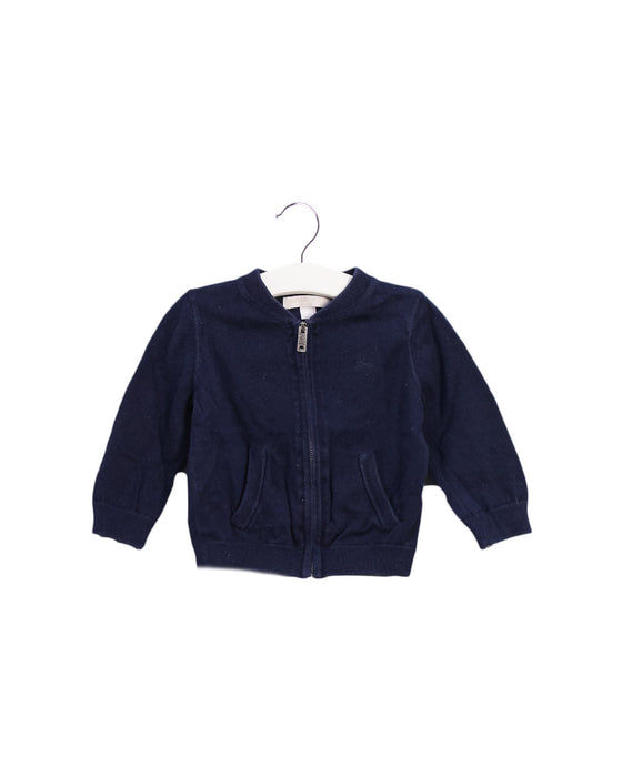 A Navy Zippered Sweatshirts from Burberry in size 6-12M for boy. (Front View)