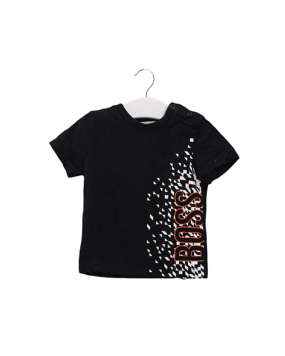 A Black Short Sleeve T Shirts from Boss in size 3-6M for boy. (Front View)