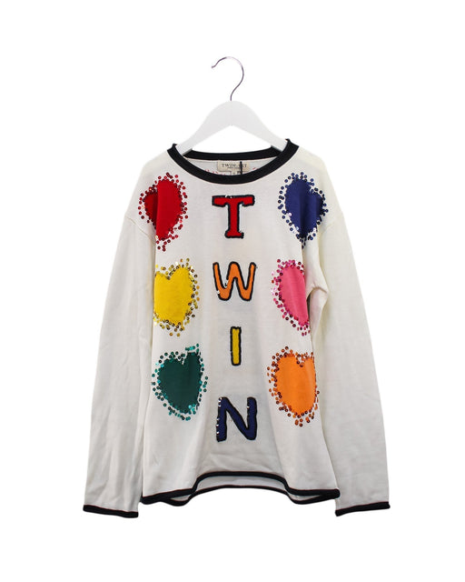 A White Knit Sweaters from TWINSET in size 12Y for girl. (Front View)