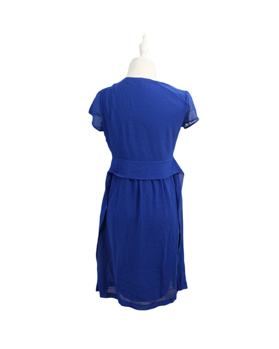 A Blue Sleeveless Dresses from Seraphine in size S for maternity. (Back View)