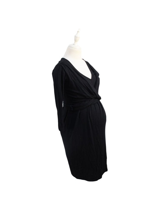A Black Long Sleeve Dresses from Seraphine in size S for maternity. (Front View)