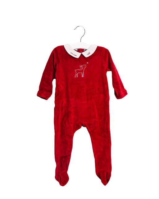 A Red Long Sleeve Jumpsuits from Jacadi in size 6-12M for girl. (Front View)