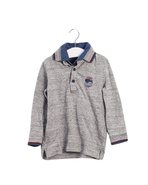 A Grey Long Sleeve Polos from IKKS in size 3T for boy. (Front View)