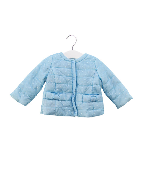 A Blue Puffer/Quilted Jackets from Monnalisa in size 3-6M for girl. (Front View)