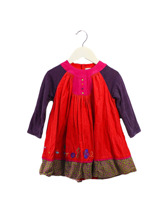 A Red Long Sleeve Dresses from Catimini in size 2T for girl. (Front View)