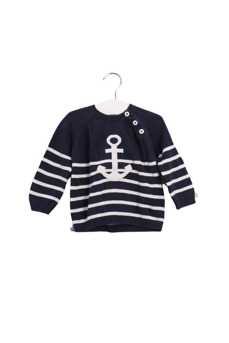 A Navy Knit Sweaters from Petit Bateau in size 6-12M for boy. (Front View)