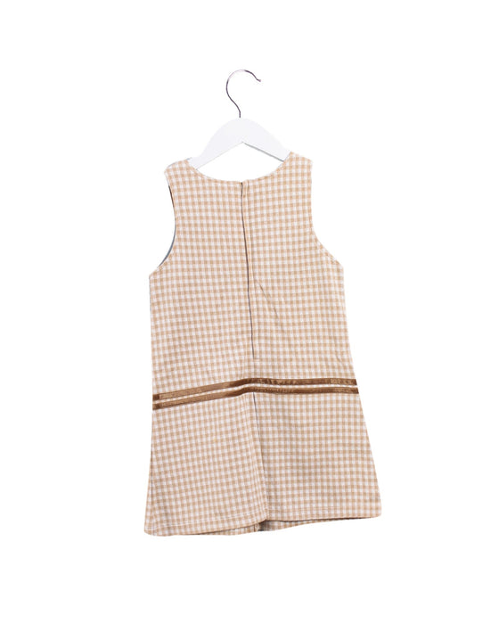 A Brown Sleeveless Dresses from Miki House in size 4T for girl. (Back View)