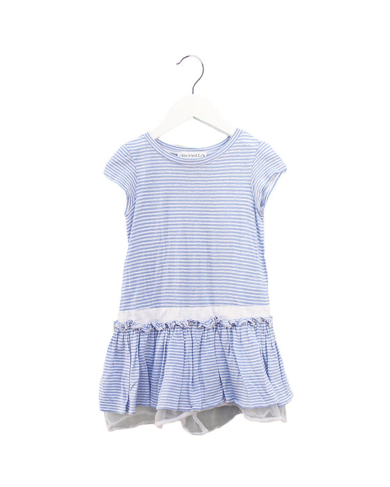 A Blue Short Sleeve Dresses from Simonetta in size 4T for girl. (Front View)