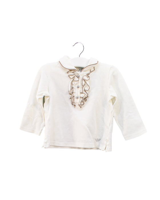 A White Long Sleeve Polos from Armani in size 6-12M for girl. (Front View)