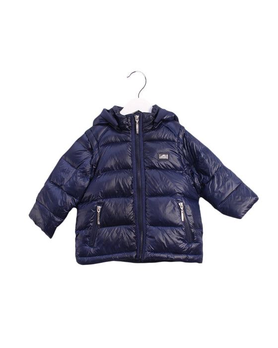 A Navy Puffer/Quilted Jackets from Nicholas & Bears in size 2T for girl. (Front View)