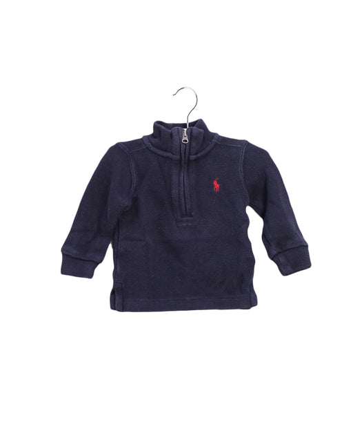 A Navy Zippered Sweatshirts from Ralph Lauren in size 3-6M for boy. (Front View)