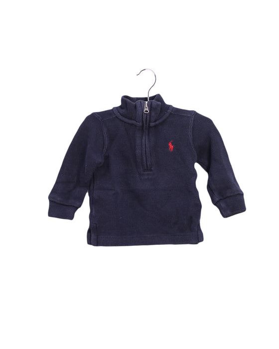 A Navy Zippered Sweatshirts from Ralph Lauren in size 3-6M for boy. (Front View)