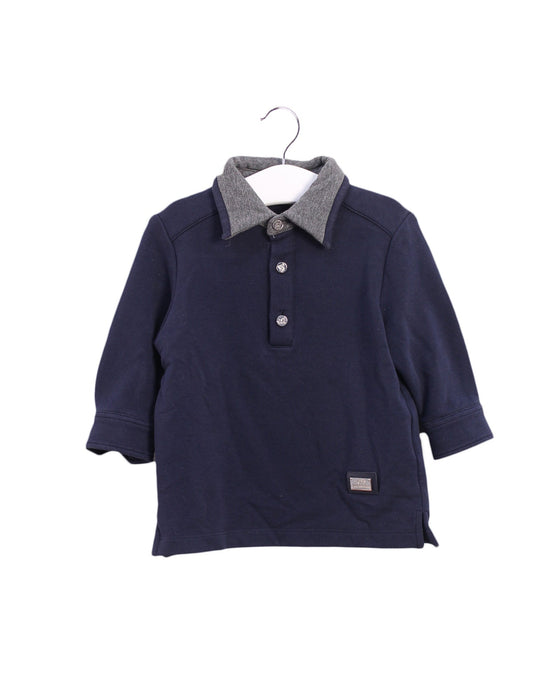 A Navy Long Sleeve Polos from Nicholas & Bears in size 6-12M for boy. (Front View)