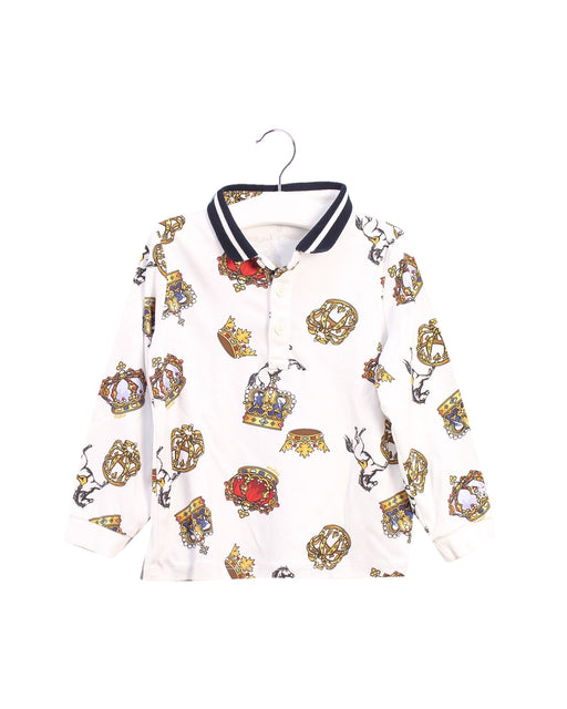 A White Long Sleeve Polos from Kingkow in size 2T for boy. (Front View)