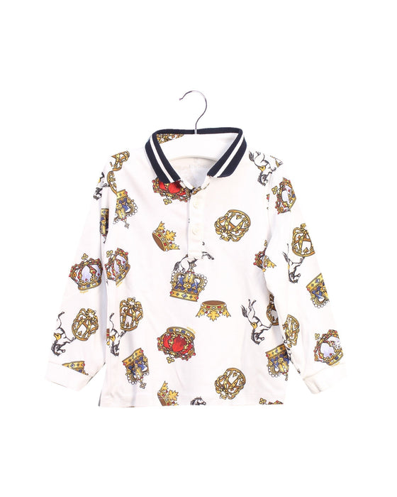 A White Long Sleeve Polos from Kingkow in size 2T for boy. (Front View)