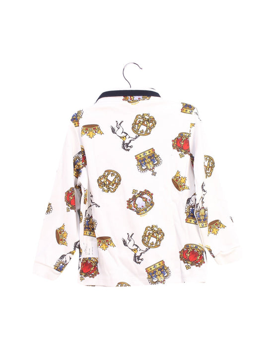 A White Long Sleeve Polos from Kingkow in size 2T for boy. (Back View)