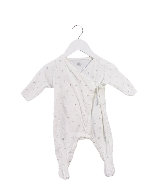A White Onesies from Petit Bateau in size 0-3M for boy. (Front View)