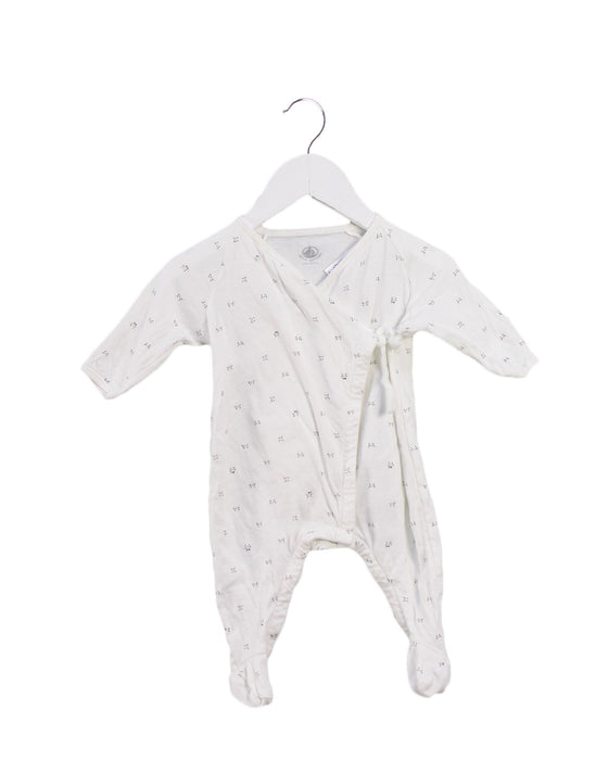 A White Onesies from Petit Bateau in size 0-3M for boy. (Front View)