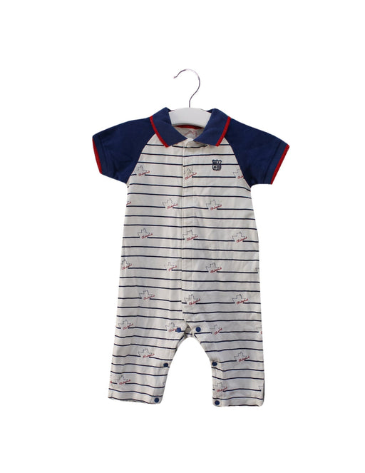 A Navy Short Sleeve Jumpsuits from Chickeeduck in size 6-12M for boy. (Front View)
