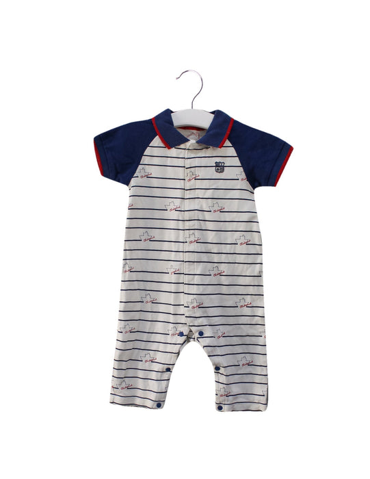 A Navy Short Sleeve Jumpsuits from Chickeeduck in size 6-12M for boy. (Front View)