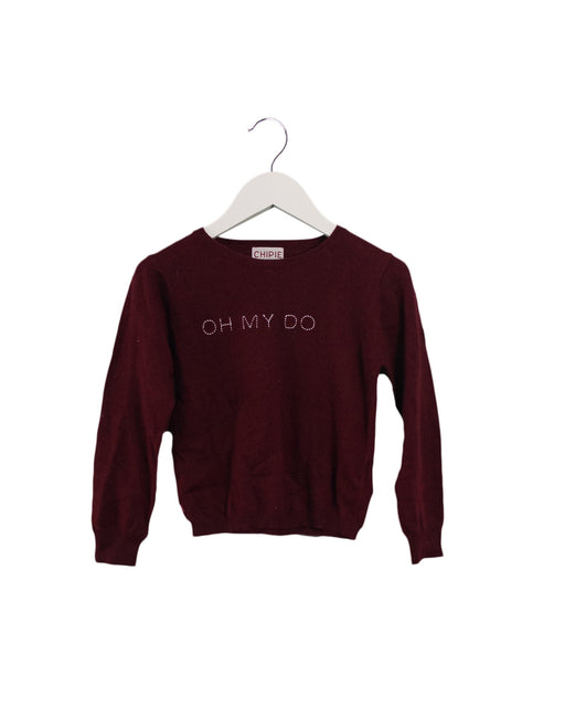 A Burgundy Knit Sweaters from Chipie in size 6T for girl. (Front View)
