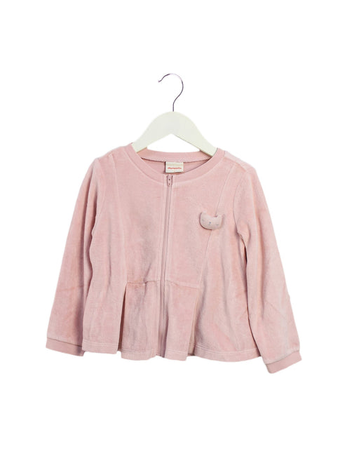 A Pink Zippered Sweatshirts from Momonittu in size 4T for girl. (Front View)