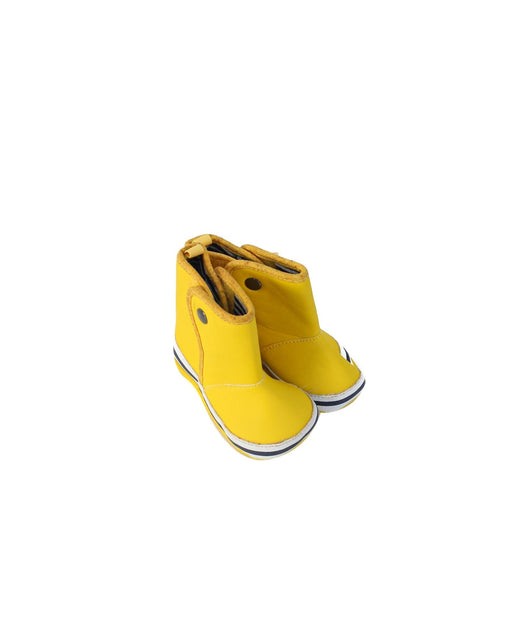 A Yellow Rain Boots from Seed in size 3-6M for girl. (Front View)