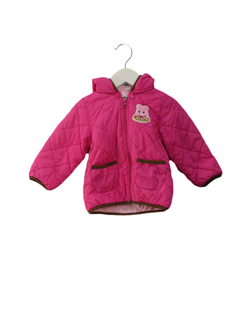 A Pink Puffer/Quilted Jackets from Miki House in size 12-18M for girl. (Front View)
