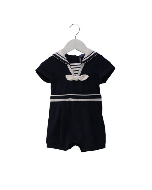 A Navy Short Sleeve Rompers from Nicholas & Bears in size 0-3M for girl. (Front View)